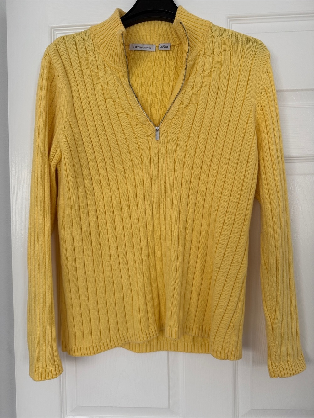 Liz Claiborne Sunny Yellow Ribbed Half-Zip Turtleneck Sweater
